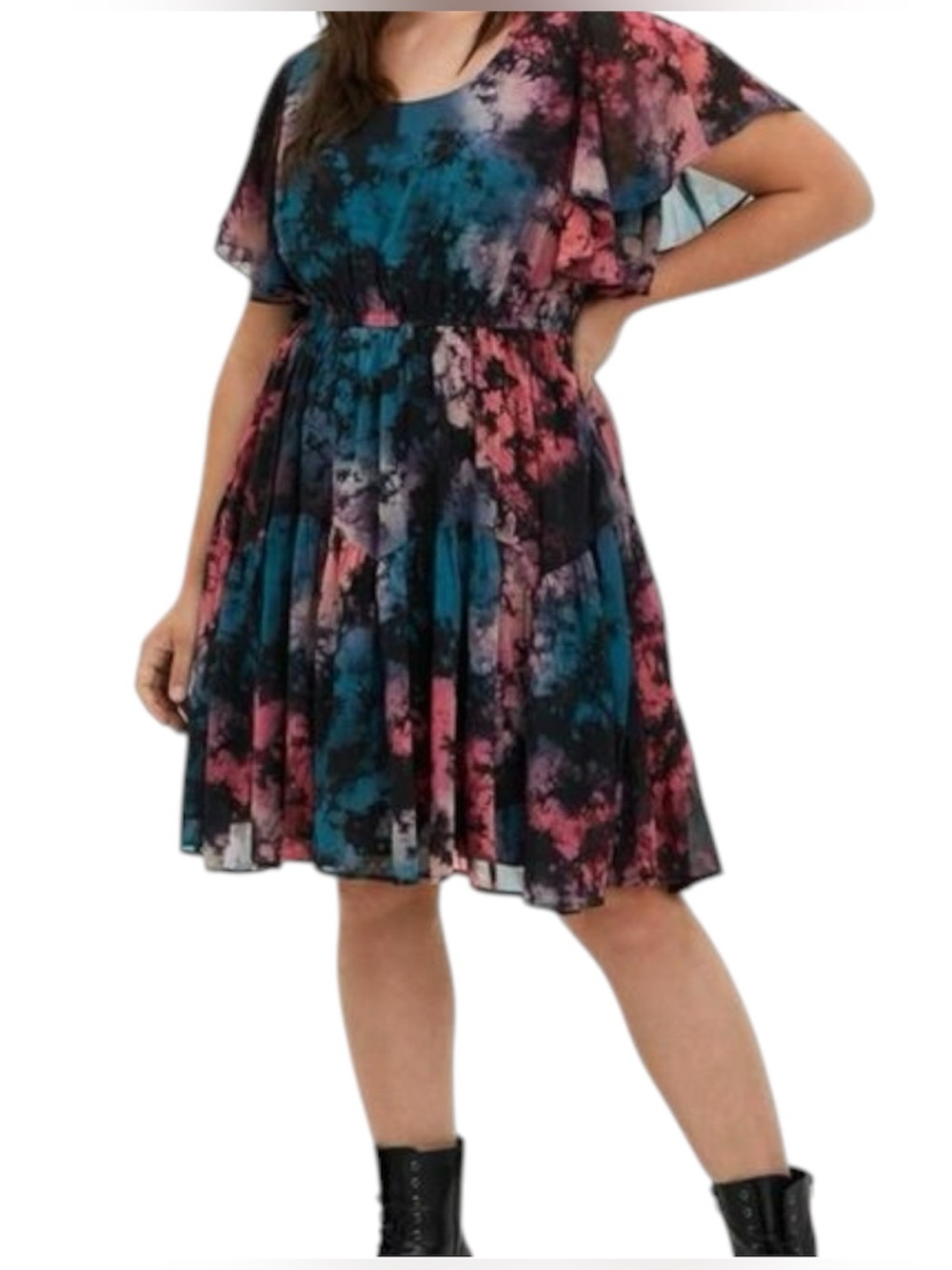 Torrid Tie-Dye Chiffon Skater Mini Dress, Women’s Size 1x